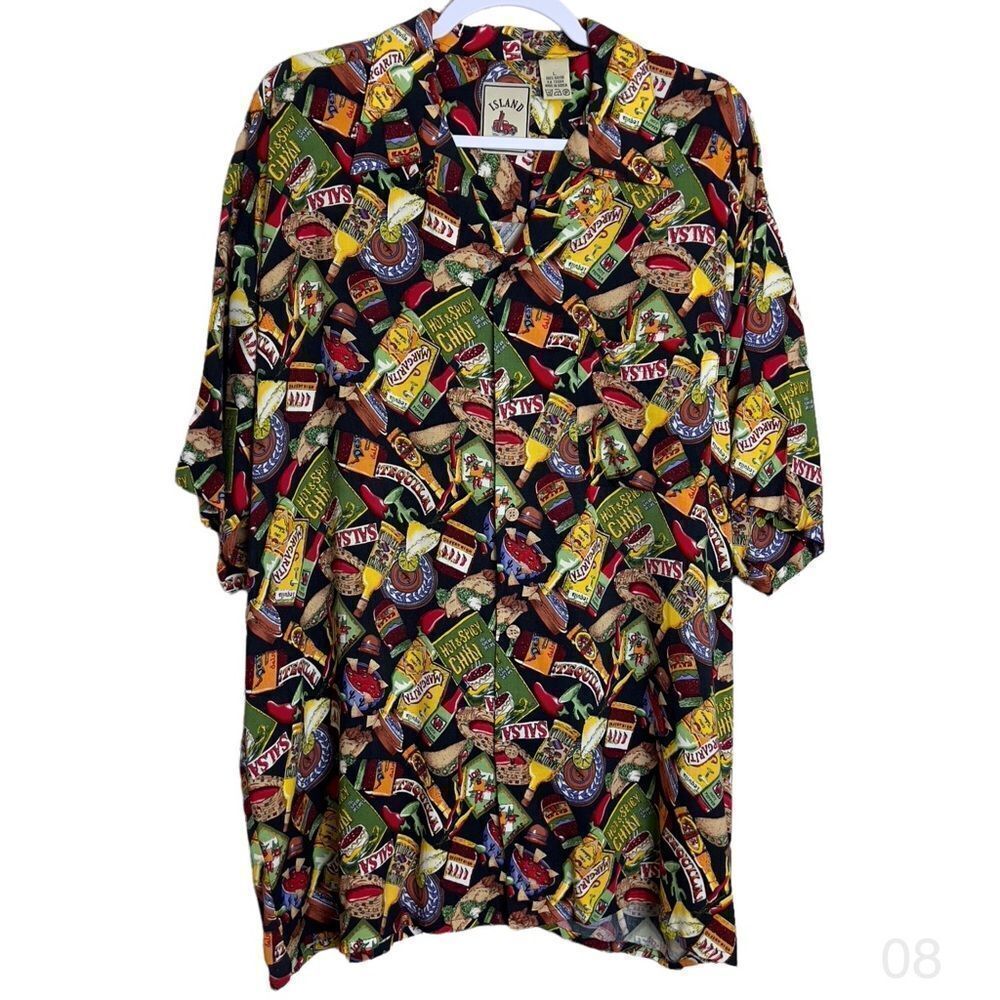 Island collection vintage mens hawaiian beach cruise tour food spicy shirt